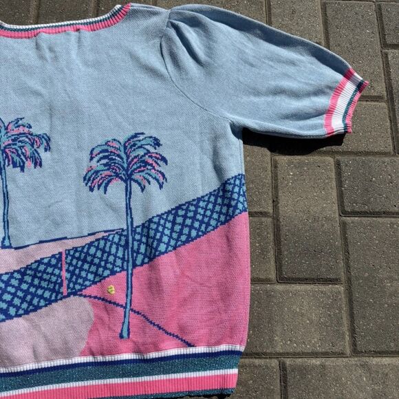 Lilly Pulitzer Vivie Sweater Palm Tree Knit Pullover Blue Pink Women NWT $148 XL - Picture 9 of 14